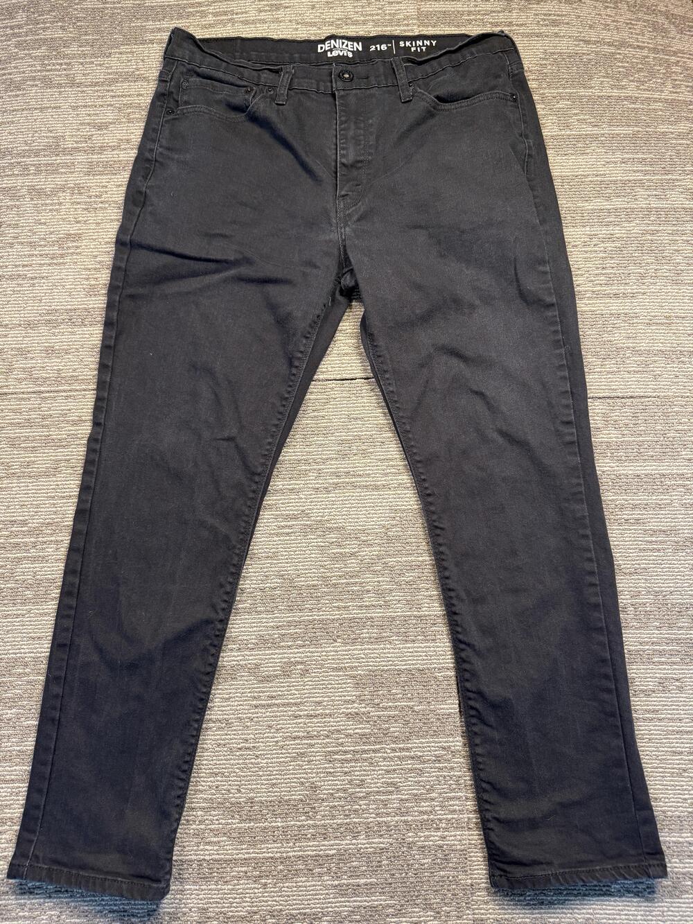 Denizen From Levis 216 Skinny Fit Jeans Mens 36x30 Black Dark Wash Denim